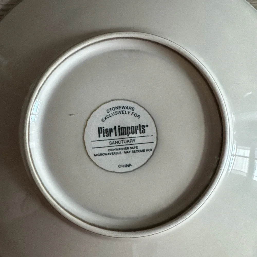 Pier 1‎ Plates Sanctuary Stoneware Beige Brown Starburst Salad Dessert Lot Of 4